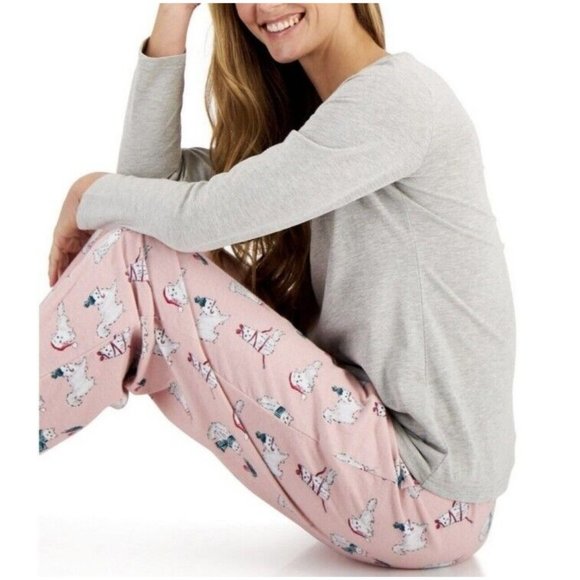 NEW Charter Club Womens Flannel Mix It Pajama Set Sz L Holiday Cat Kitty V-neck - Picture 3 of 16